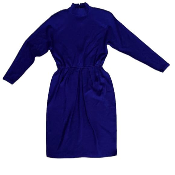 St. John By Marie Gray Mock Neck Knit Midi Dress Purple Size 10 - Picture 3 of 4